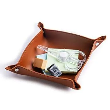 Portable PU Leather Valet Tray for Travel and Home