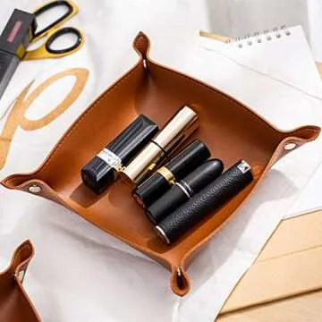 Portable PU Leather Valet Tray for Travel and Home