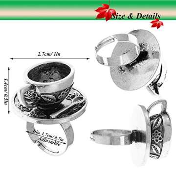 RechicGu 3D Tea Cup Saucer Ring for Wonderland Fans