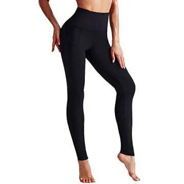 NELEUS 2 Pack Tummy Control High Waist Running Workout Leggings, Black & Navy