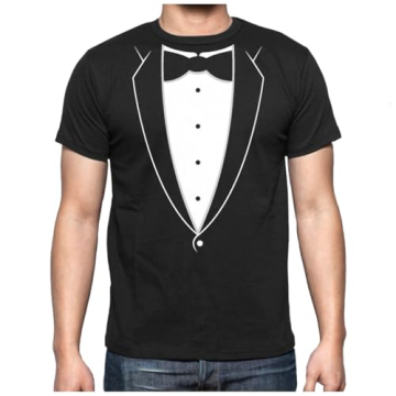 Funny Printed Tuxedo Shirt with Bow Tie for Men