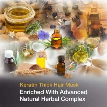 VITAMINS hair cosmetics Keratin Hair Mask Deep Conditioner - Biotin with Castor Oil Protein Conditioning Repair Treatment for Thick Dry Damaged or Color Treated Curly Straight Coarse Hair