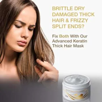 VITAMINS hair cosmetics Keratin Hair Mask Deep Conditioner - Biotin with Castor Oil Protein Conditioning Repair Treatment for Thick Dry Damaged or Color Treated Curly Straight Coarse Hair