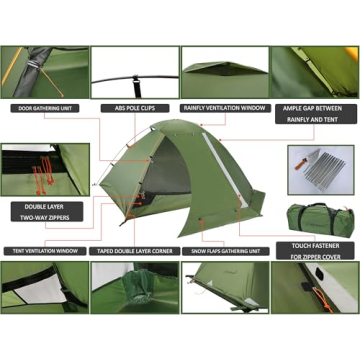 Clostnature Libra Lightweight Backpacking Tent - 2 Person 4 Season Ultralight Waterproof Camping Tent, Large Size Easy Setup Tent for Winter, Cold Weather, Family, Outdoor, Hiking and Mountaineering