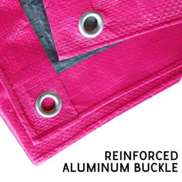 STARPYNG-7 Mil Pink/Silver 6x8 Feet Tarp-Multifunctional Waterproof Tarpaulin-Waterproof, UV Resistant, Rip and Tear Resistant, Poly Tarpaulin with Reinforced Edges for Cover