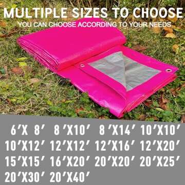 STARPYNG-7 Mil Pink/Silver 6x8 Feet Tarp-Multifunctional Waterproof Tarpaulin-Waterproof, UV Resistant, Rip and Tear Resistant, Poly Tarpaulin with Reinforced Edges for Cover
