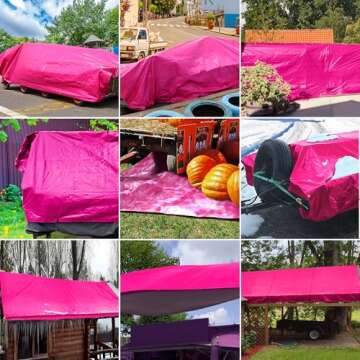 STARPYNG-7 Mil Pink/Silver 6x8 Feet Tarp-Multifunctional Waterproof Tarpaulin-Waterproof, UV Resistant, Rip and Tear Resistant, Poly Tarpaulin with Reinforced Edges for Cover