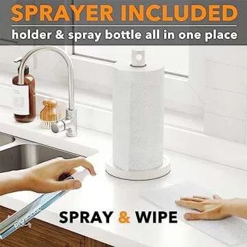 SpaceAid SprayNeat Paper Towel Holder with Spray Bottle - Kitchen Essential for Cleanliness and Orga...