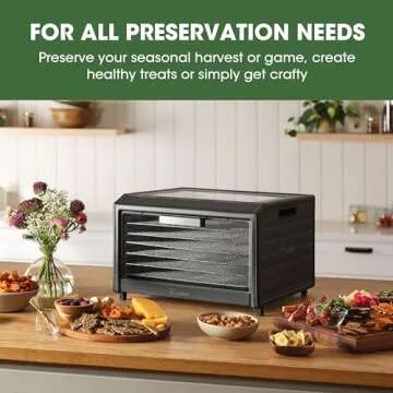 Excalibur Electric Food Dehydrator Performance Series 6-Tray with Adjustable Temperature Control Includes Stainless Steel Drying Trays Glass Door Top View Window and LED Display Progress Bar, Black