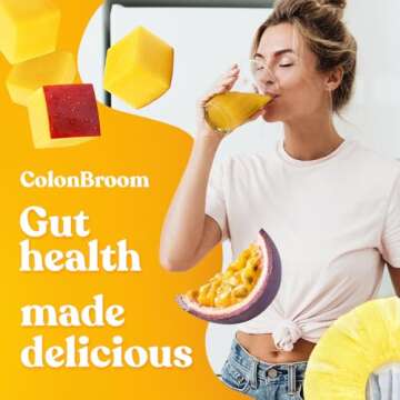 ColonBroom Psyllium Husk Powder with Stevia (Tropical Fruits) - Colon Cleanse for Bloating Relief & Gut Health - Colon Broom Fiber Powder Drink - Vegan Fiber Powder Stevia Supplement, 60 Servings