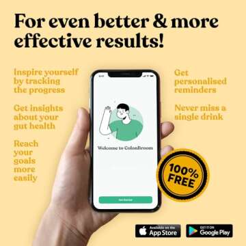 ColonBroom Psyllium Husk Powder with Stevia (Tropical Fruits) - Colon Cleanse for Bloating Relief & Gut Health - Colon Broom Fiber Powder Drink - Vegan Fiber Powder Stevia Supplement, 60 Servings