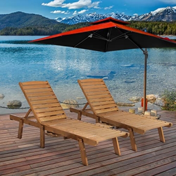 FURNDOOR Adjustable Outdoor Chaise Lounge Chairs Set of 2