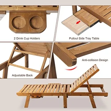 FURNDOOR Adjustable Outdoor Chaise Lounge Chairs Set of 2