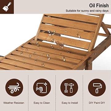 FURNDOOR Adjustable Outdoor Chaise Lounge Chairs Set of 2