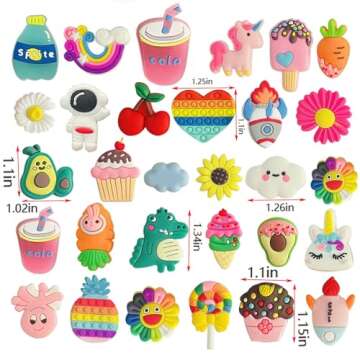 monochef Shoe Charms for Girls Teens: 30 Pack Random Different Cute Shoe Decoration Charms, Shoe Cha...