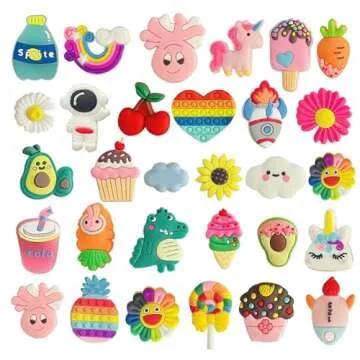 monochef Shoe Charms for Girls Teens: 30 Pack Random Different Cute Shoe Decoration Charms, Shoe Charm, Charms for Shoes Bracelet Wristband Party Favors Gifts Boys Kids Adults