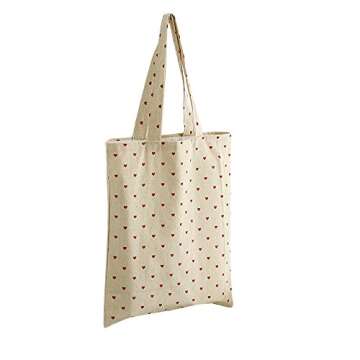 Caixia Women's Red Heart Canvas Tote Shopping Bag Beige (Zip)
