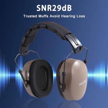 HUARUI Hearing Protection Ear Muffs SNR 29dB Noise Cancelling Headphones for Adults Kids Autism,Safe...