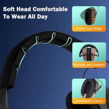 HUARUI Hearing Protection Ear Muffs SNR 29dB Noise Cancelling Headphones for Adults Kids Autism,Safety Earmuffs for Hunting,Shooting, Mowing, Construction (Brown)