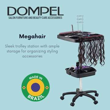 DOMPEL Mega Hair Trolley Station Model 501 | Stylish and Functional Hair Salon Organizer with Extra ...
