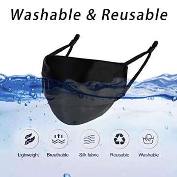 DFFGGD Washable Silk Face Mask for Women - Breathable & Adjustable