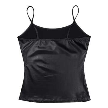 Alvivi Women's Shiny Metallic Camisole Wet Look Shirt Vest Spaghetti Straps Tank Top Club Dancewear