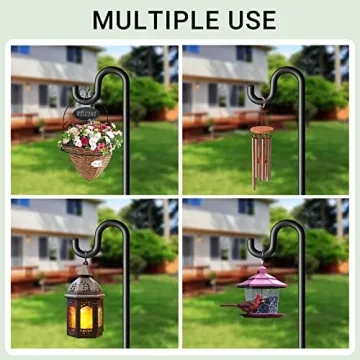 76 Inch Adjustable Shepherds Hooks with 5 Prong Base