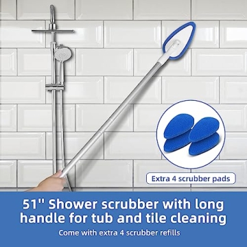 Qaestfy Shower Scrubber with Adjustable 51" Handle
