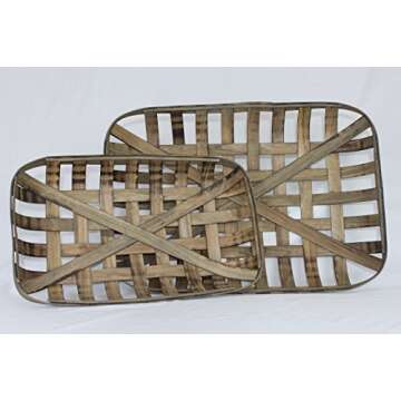 Tobacco Basket Set, 2 Baskets, Farmhouse Wall Decor
