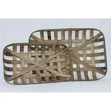 Tobacco Basket Set, 2 Baskets, Farmhouse Wall Decor
