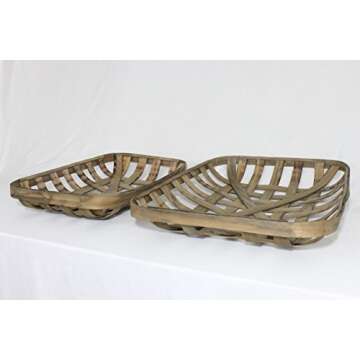 Tobacco Basket Set, 2 Baskets, Farmhouse Wall Decor