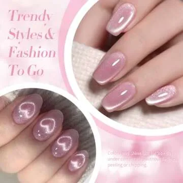 Born Pretty Cat Magnetic Eye Gel Nail Polish, Jelly Pink Glitter Cat Magnetic Gel Nail Polish, Holographic Magnetic Nail Polish for Nail Art Manicure Salon DIY at Home 15ML