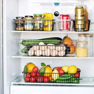 Sheechung Farmhouse Decor Metal Wire Storage Organizer Bin Basket(2 Pack) - Rustic Toilet Paper Holder - Storage Organizer for Bathroom, kitchen cabinets,Pantry, Laundry Room, Closets, Garage (Black)