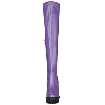 Allegra K Women's Platform Boots Chunky Heel Purple Over Knee High Boots 9.5 M US