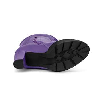 Allegra K Women's Platform Boots Chunky Heel Purple Over Knee High Boots 9.5 M US