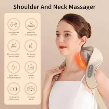 ACKIND Neck Massager with Heat, Shiatsu Shoulder Massage, Electric Acupressure Neck Massager Best Gift for Parents/Elders/Health/Women/Men Deep Kneading Massage Like Human to Free Your Hand
