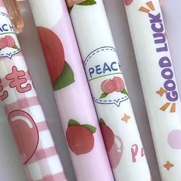 sencoo 5 pack Gel Pens Retractable Black Ink Rollerball Pens Students Stationery Fruit Peach Office Pens School Prize Girl Gift Pens