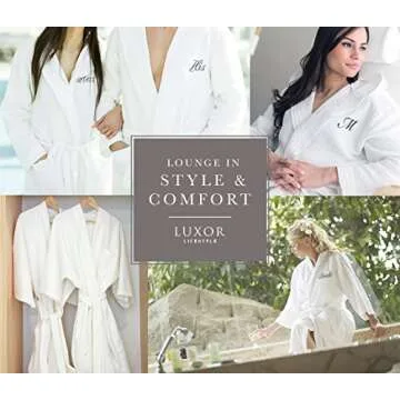 LUXA HOUSE - Waffle Bathrobe - 100% Egyptian Cotton - Unisex/One Size Fits Most - White - 1 Piece