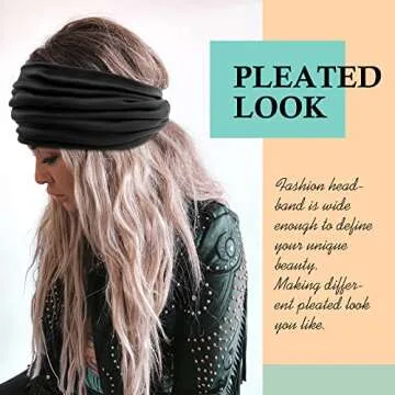 AKTVSHOW 7'' Wide Headbands for Women, Extra Large Turban Workout Headband Fashion Yoga Hair Bands Boho Twisted Thick Hair Accessories, 8Pack