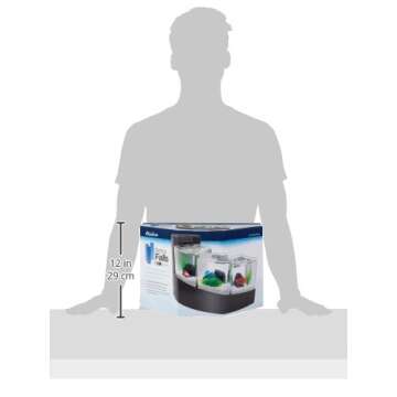 Aqueon Betta Falls 3 Section Aquarium Fish Tank With QuietFlow Power Filtration, Black