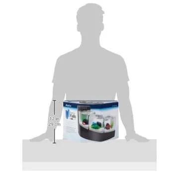 Aqueon Betta Falls 3 Section Aquarium Fish Tank With QuietFlow Power Filtration, Black