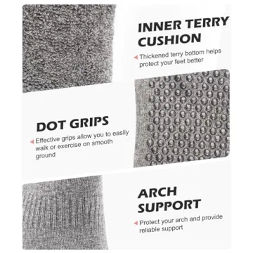 Breslatte Grip Socks Pilates Hospital Socks with Grips for Women Gripper Socks Non Slip Socks 3pair black pink grey, One Size