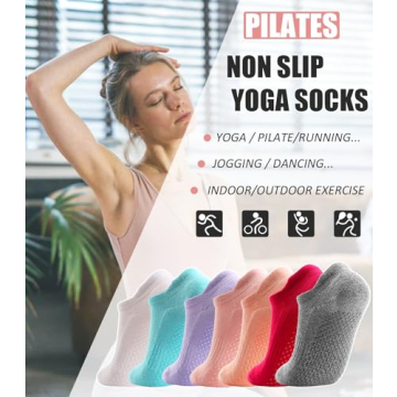 Breslatte Grip Socks Pilates Hospital Socks with Grips for Women Gripper Socks Non Slip Socks 3pair black pink grey, One Size