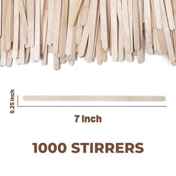 Makerstep Birch Wood Coffee Stirrers, 7 Inch Coffee Stir Sticks (1000 Pack) Eco-friendly, Sturdy Woo...
