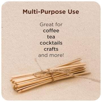 Makerstep Birch Wood Coffee Stirrers, 7 Inch Coffee Stir Sticks (1000 Pack) Eco-friendly, Sturdy Wooden Sticks. Splinter Free, Round End. Great For Your Coffee Nook