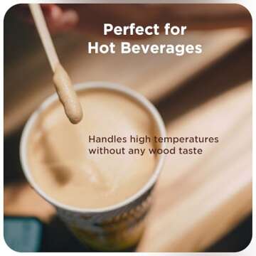 Makerstep Birch Wood Coffee Stirrers, 7 Inch Coffee Stir Sticks (1000 Pack) Eco-friendly, Sturdy Wooden Sticks. Splinter Free, Round End. Great For Your Coffee Nook