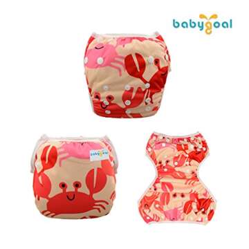 Babygoal Baby Girl Swim Diapers, Reusable Adjustable Washable Swim Underwear Fits 0-8M Baby Gifts an...