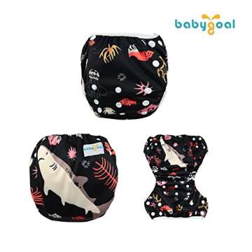 Babygoal Baby Girl Swim Diapers, Reusable Adjustable Washable Swim Underwear Fits 0-8M Baby Gifts and Swimming Lessons 2 Pack
