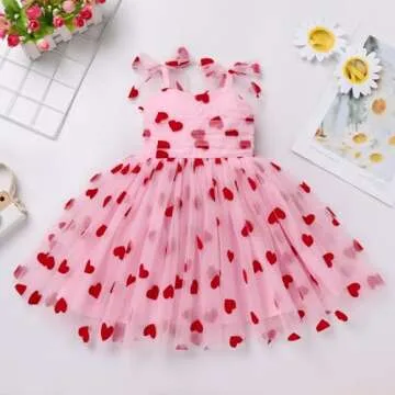 Baby Valentines Day Outfit Girl: My First Valentine's Girl Infant Birthday Princess Dresses for Kids Cupid Photoshoot Toddler Strawberry 2nd 3rd Birthday Cake Smash Pink Pink + Red Heart 2-3T