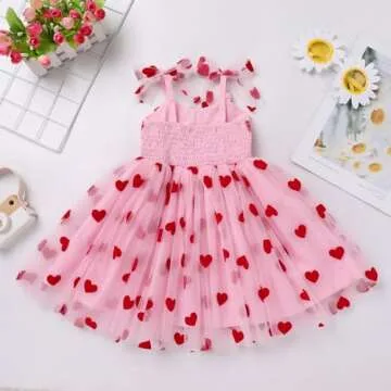 Baby Valentines Day Outfit Girl: My First Valentine's Girl Infant Birthday Princess Dresses for Kids Cupid Photoshoot Toddler Strawberry 2nd 3rd Birthday Cake Smash Pink Pink + Red Heart 2-3T
